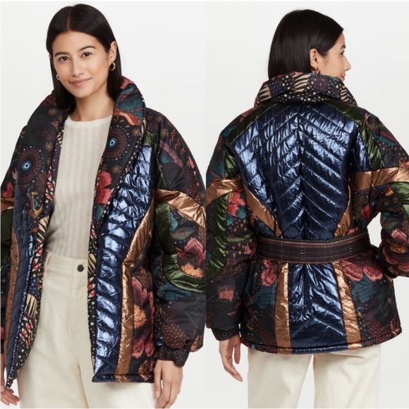NWT Farm Rio Puffer Black Wild Bananas Jacket Reversible Coat Size XS NEW W TAGS - Picture 1 of 14